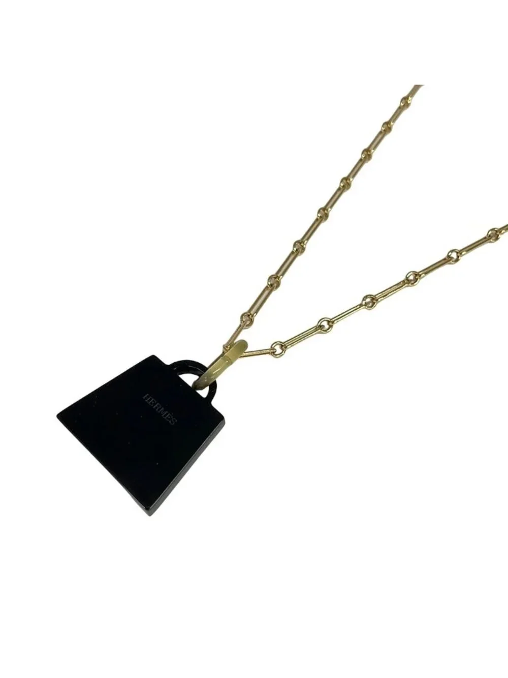 Hermes Necklace Amulet Kelly GM Gold Navy Black